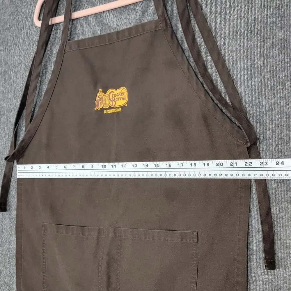 Lot of 2 Cracker Barrel Old Country Store Apron Brown Pockets Adjustable Bib